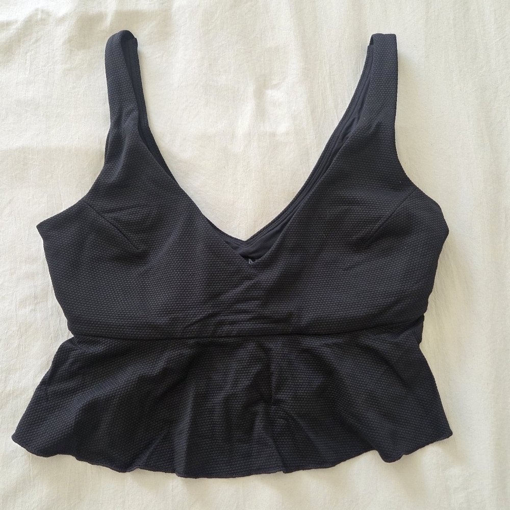 Spanx Swim Pique Longline Flounce Top In Very Black Size Small